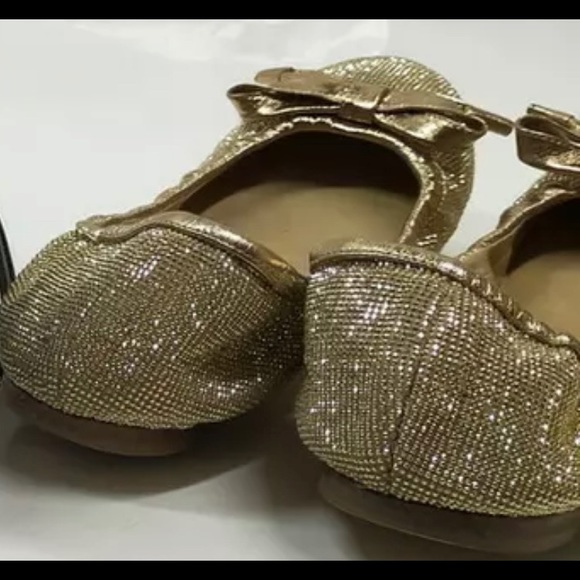 AUTHENTIC VALENTINO GARAVANI ROCKSTUD BALLERINAS micro studs bow shoes 38 gold - Picture 10 of 17